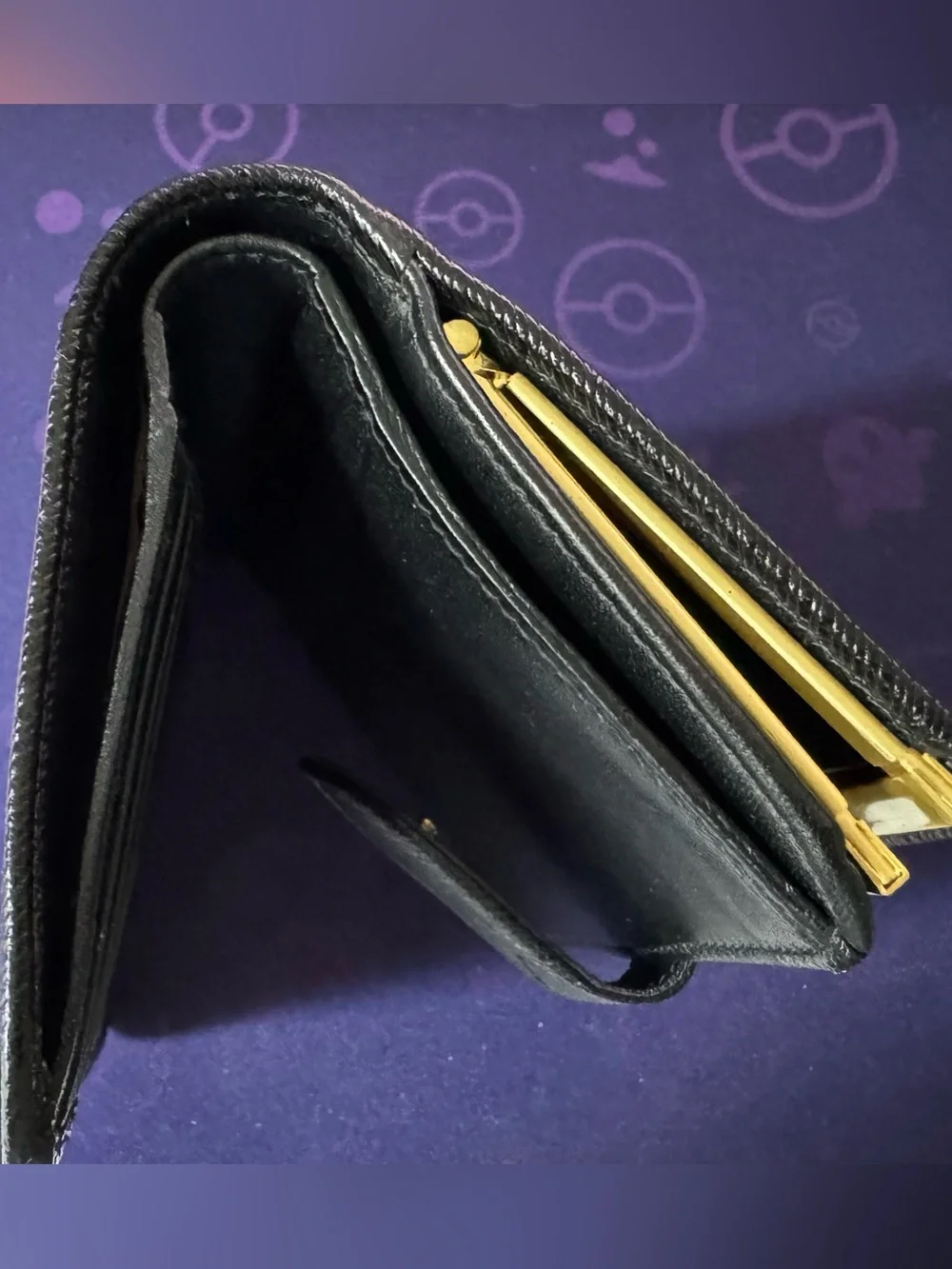 Coach Black Textured Leather Snap Wallet